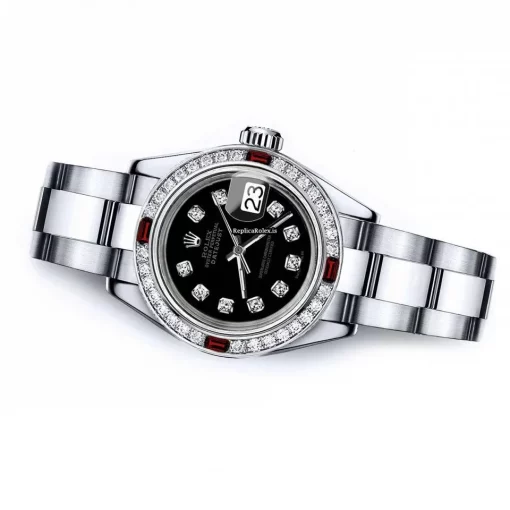 Inexpensive Replica Rolex Oyster Perpetual Lady Date 69160 Automatic Movement 26mm Steel Case Womens Watch - Image 2