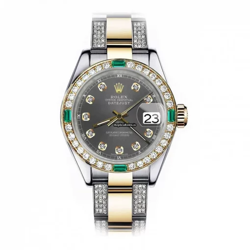 Wholesale Fake Rolex Lady-datejust 69173 Automatic Movement 26mm Gold/steel Case Womens Watch