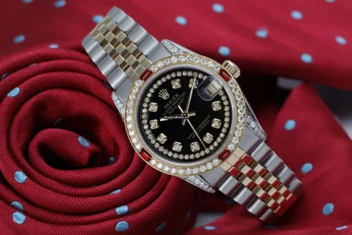 Well Made Replica Rolex Lady-datejust 69173 Automatic Movement 31mm Gold/steel Case Womens Watch - Image 3