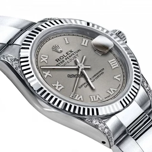 Discount Fake Rolex Oyster Perpetual Lady Date 69160 Automatic Movement 26mm Steel Case Womens Watch - Image 2