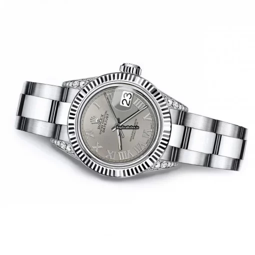 Discount Fake Rolex Oyster Perpetual Lady Date 69160 Automatic Movement 26mm Steel Case Womens Watch - Image 3
