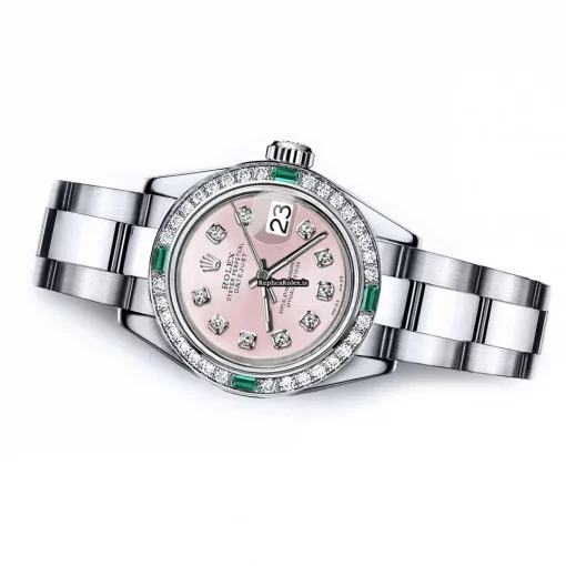 Fantastic Replica Rolex Oyster Perpetual Lady Date 69160 Automatic Movement 26mm Steel Case Womens Watch - Image 2