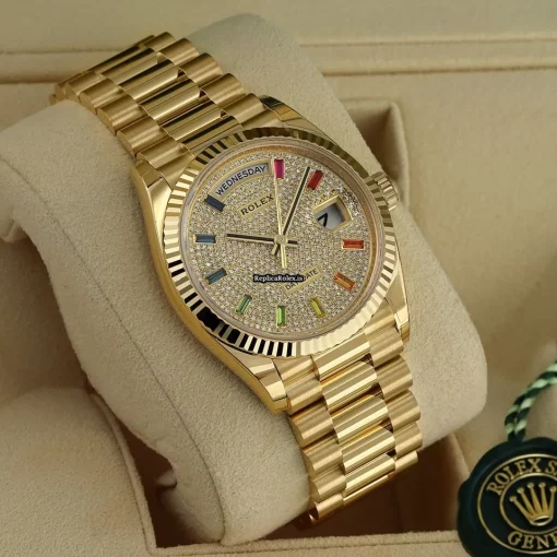 Mind-boggling Replica Rolex Day-date 36 128238 Automatic Movement 36mm Yellow Gold Case Watch - Image 8