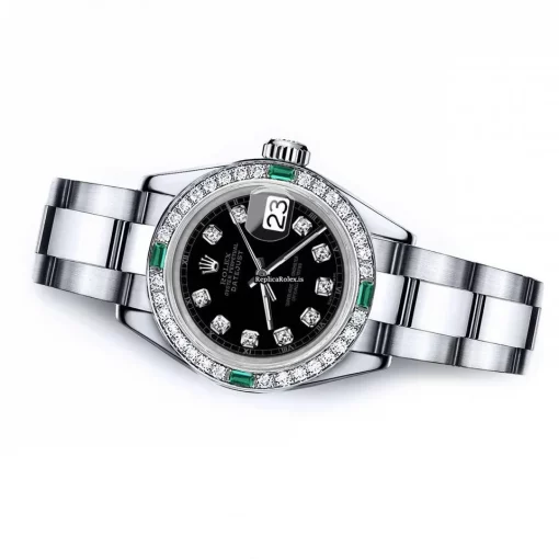 Superb Fake Rolex Oyster Perpetual Lady Date 69160 Automatic Movement 26mm Steel Case Womens Watch - Image 2