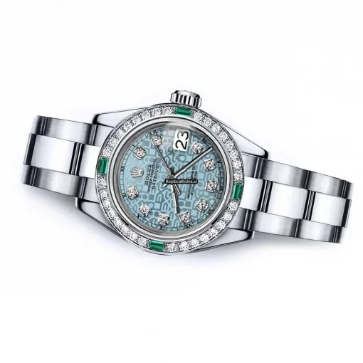 Distinctive Fake Rolex Oyster Perpetual Lady Date 69160 Automatic Movement 26mm Steel Case Womens Watch - Image 2
