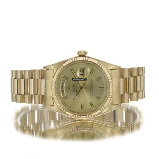 Great Replicas Rolex Day-date 36 1803 Caliber 1556 Automatic Movement 36mm Yellow Gold Case Mens/unisex Watch - Image 10