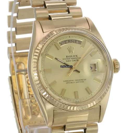 Great Replicas Rolex Day-date 36 1803 Caliber 1556 Automatic Movement 36mm Yellow Gold Case Mens/unisex Watch - Image 4