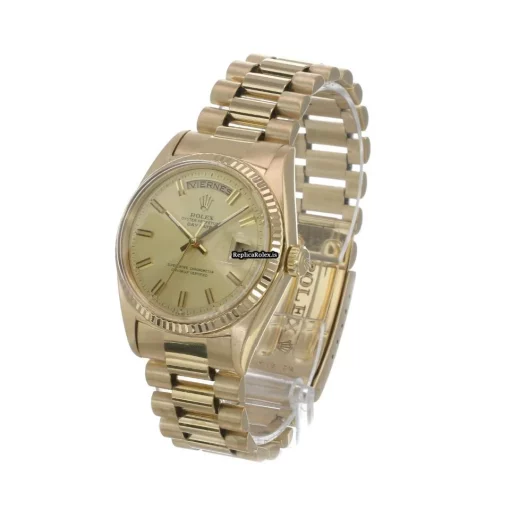 Great Replicas Rolex Day-date 36 1803 Caliber 1556 Automatic Movement 36mm Yellow Gold Case Mens/unisex Watch - Image 5