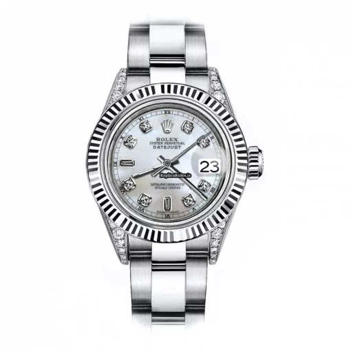 Exquisite Fake Rolex Oyster Perpetual Lady Date 69160 Automatic Movement 26mm Steel Case Womens Watch