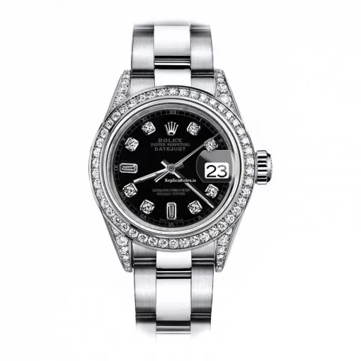 Exquisite Clone Rolex Oyster Perpetual Lady Date 69160 Automatic Movement 26mm Steel Case Womens Watch