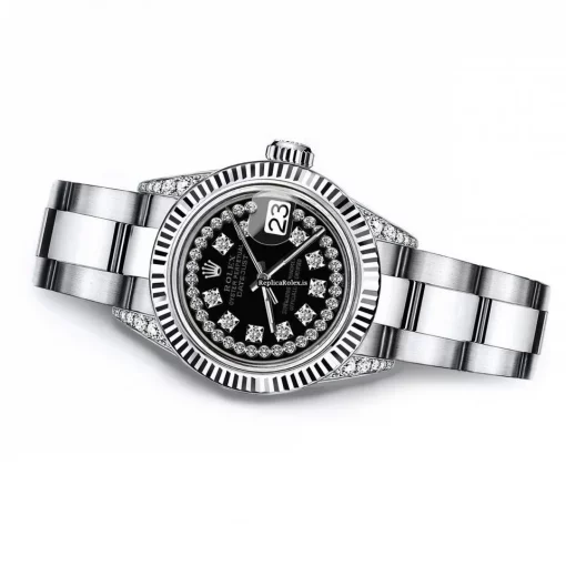 Marvellous Replica Rolex Oyster Perpetual Lady Date 69160 Automatic Movement 26mm Steel Case Womens Watch - Image 3