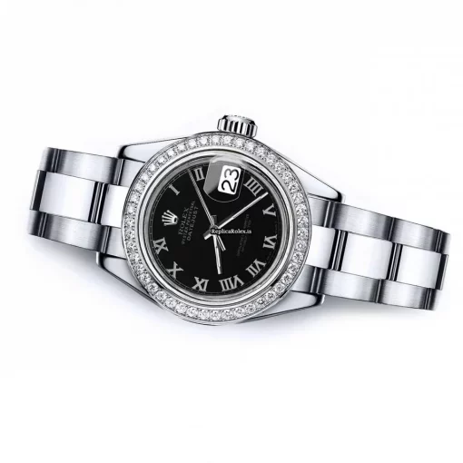 Excellent Replica Rolex Oyster Perpetual Lady Date 69160 Automatic Movement 26mm Steel Case Womens Watch - Image 3