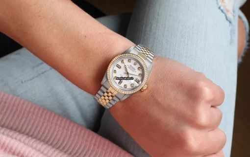 Luxury Replica Rolex Lady-datejust 68273 Automatic Movement 31mm Gold/steel Case Womens Watch - Image 7
