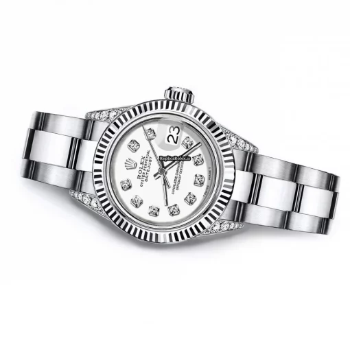 Pleasing Replica Rolex Oyster Perpetual Lady Date 69160 Automatic Movement 26mm Steel Case Womens Watch - Image 3
