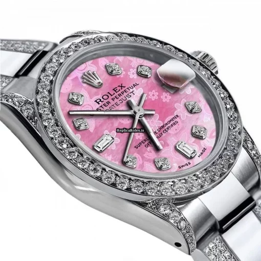 Pleasing Imitation Rolex Oyster Perpetual Lady Date 69160 Automatic Movement 26mm Steel Case Womens Watch - Image 2