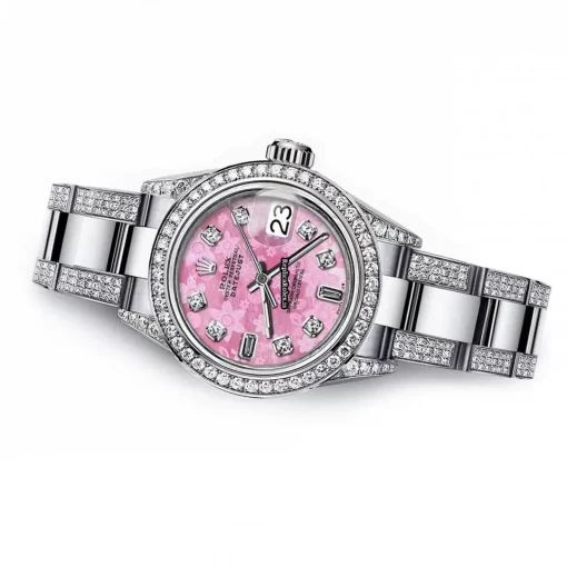 Pleasing Imitation Rolex Oyster Perpetual Lady Date 69160 Automatic Movement 26mm Steel Case Womens Watch - Image 3