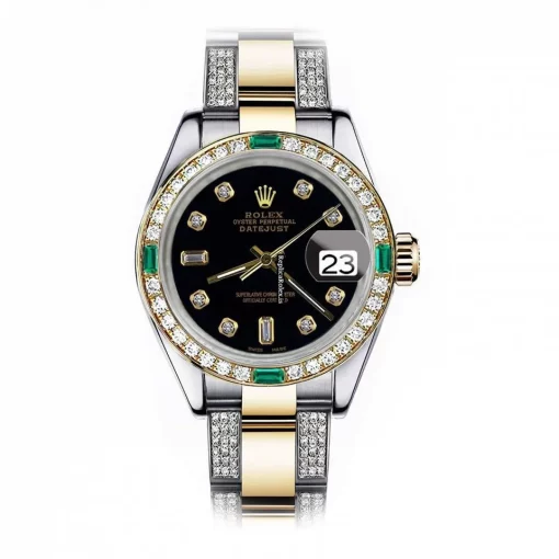 Defect Knockoff Rolex Lady-datejust 69173 Automatic Movement 26mm Gold/steel Case Womens Watch