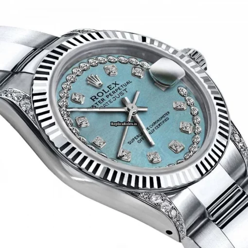 Unique Fake Rolex Oyster Perpetual Lady Date 69160 Automatic Movement 26mm Steel Case Womens Watch - Image 2