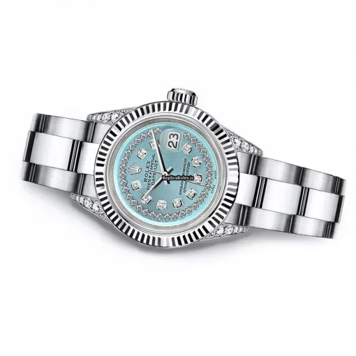 Unique Fake Rolex Oyster Perpetual Lady Date 69160 Automatic Movement 26mm Steel Case Womens Watch - Image 3