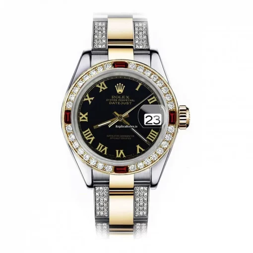 Amazing Fake Rolex Lady-datejust 68273 Automatic Movement 31mm Gold/steel Case Womens Watch