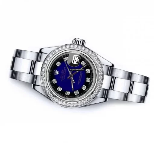Fabulous Replica Rolex Oyster Perpetual Lady Date 69160 Automatic Movement 26mm Steel Case Womens Watch - Image 3
