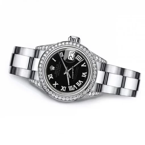 Fantastic Fake Rolex Oyster Perpetual Lady Date 69160 Automatic Movement 26mm Steel Case Womens Watch - Image 3