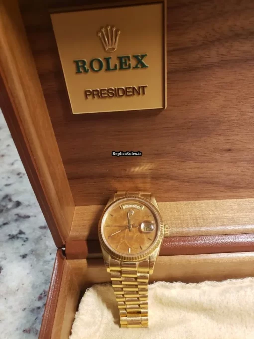 Perfect Fake Rolex Day-date 36 18038 Caliber 3055 Automatic Movement 36mm Yellow Gold Case Mens/unisex Watch - Image 6