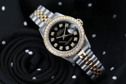 Remarkable Fake Rolex Lady-datejust 69173 Automatic Movement 26mm Gold/steel Case Womens Watch - Image 4