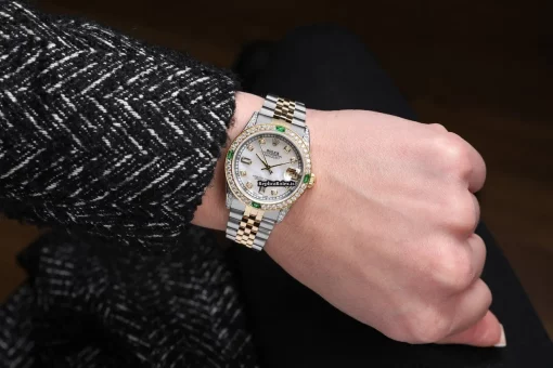 Amazing Fake Rolex Lady-datejust 68273 Automatic Movement 31mm Gold/steel Case Womens Watch - Image 6