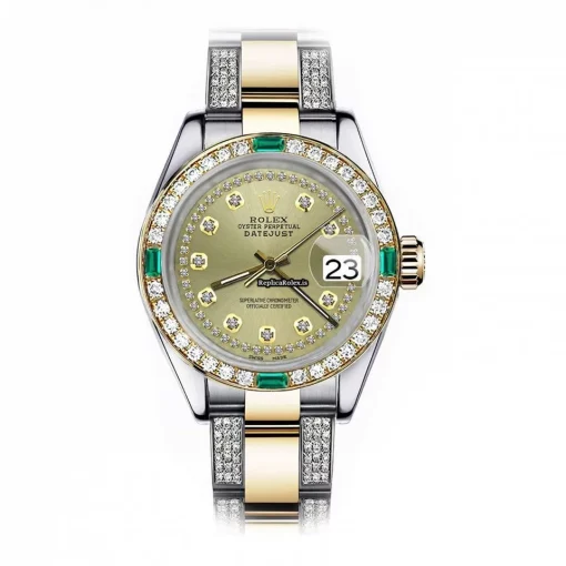 Amazing Fake Rolex Lady-datejust 68273 Automatic Movement 31mm Gold/steel Case Womens Watch