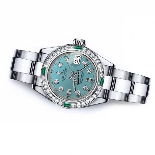 Exquisite Fake Rolex Oyster Perpetual Lady Date 69160 Automatic Movement 26mm Steel Case Womens Watch - Image 2