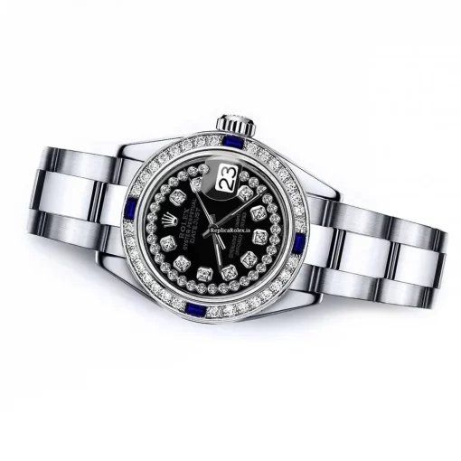 Excellent Fake Rolex Oyster Perpetual Lady Date 69160 Automatic Movement 26mm Steel Case Womens Watch - Image 2