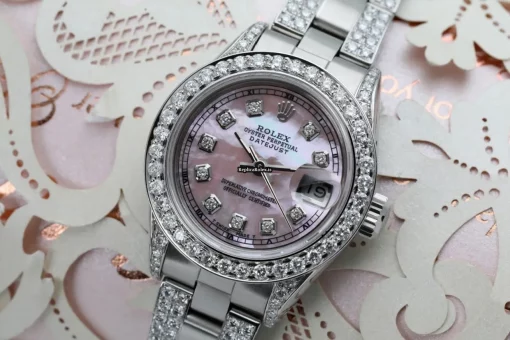 Fantastic Replica Rolex Oyster Perpetual Lady Date 69160 Automatic Movement 26mm Steel Case Womens Watch - Image 3