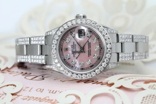 Fantastic Replica Rolex Oyster Perpetual Lady Date 69160 Automatic Movement 26mm Steel Case Womens Watch - Image 4
