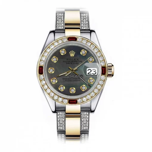 Well Made Replica Rolex Lady-datejust 69173 Automatic Movement 26mm Gold/steel Case Womens Watch