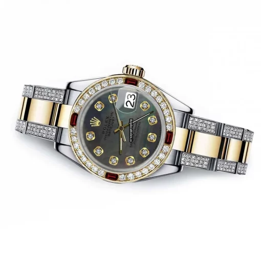 Well Made Replica Rolex Lady-datejust 69173 Automatic Movement 26mm Gold/steel Case Womens Watch - Image 2
