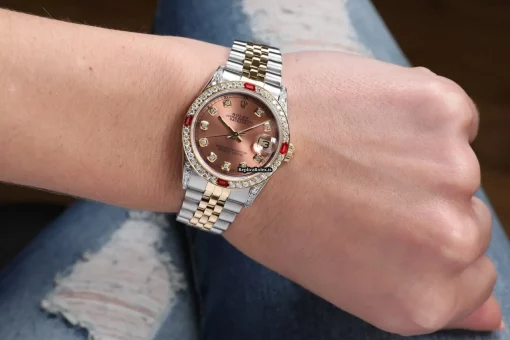 Fabulous Imitation Rolex Lady-datejust 68273 Automatic Movement 31mm Gold/steel Case Womens Watch - Image 9