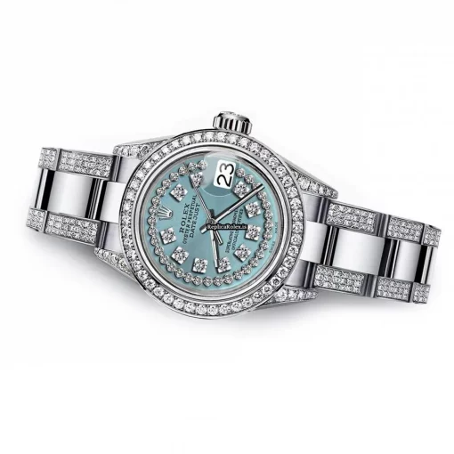 Amazing Fake Rolex Oyster Perpetual Lady Date 69160 Automatic Movement 26mm Steel Case Womens Watch - Image 3