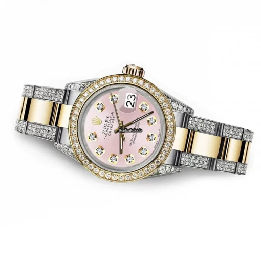 Exquisite Fake Rolex Lady-datejust 68173 Automatic Movement 31mm Gold/steel Case Womens Watch - Image 4