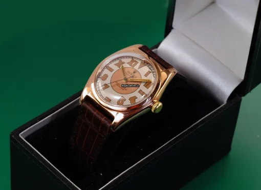 Fabulous Fake Rolex Bubble Back 5050 Automatic Movement 32x38mm Rose Gold Case Mens/unisex Watch - Image 3