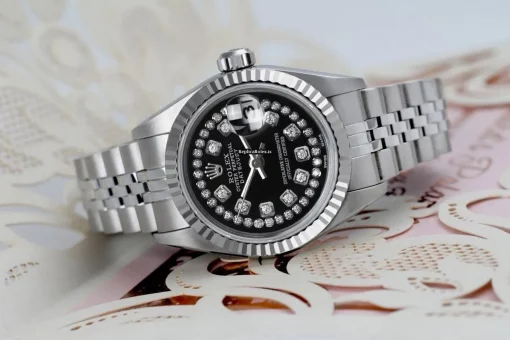 Durable Replica Rolex Oyster Perpetual Lady Date 69160 Automatic Movement 26mm Steel Case Womens Watch - Image 4