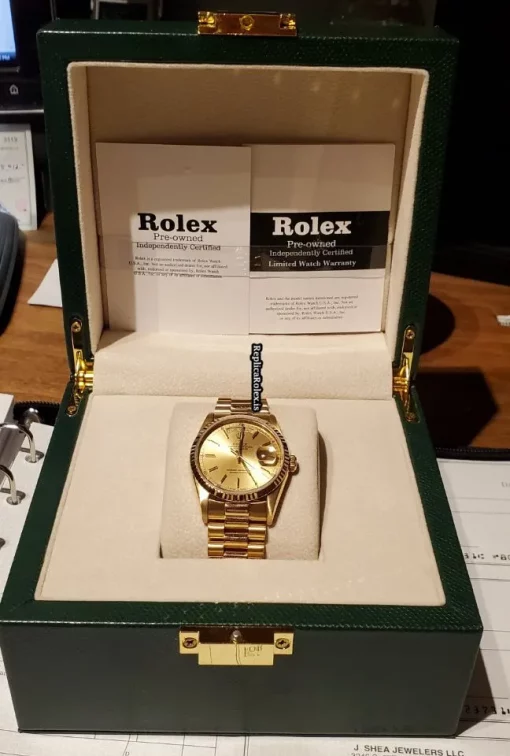 Great Replica Rolex Day-date 36 1803 Caliber 1556 Automatic Movement 36mm Yellow Gold Case Mens/unisex Watch