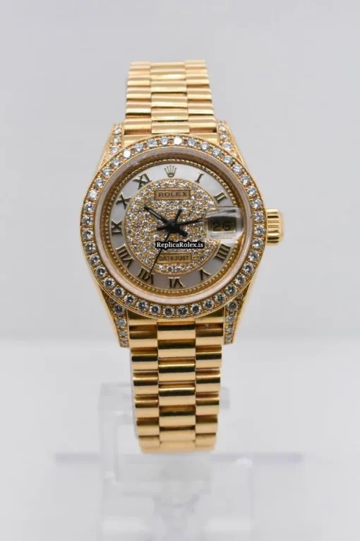 Terrific Replica Rolex Lady-datejust 69158 Caliber 2135 Automatic Movement 26mm Yellow Gold Case Womens Watch