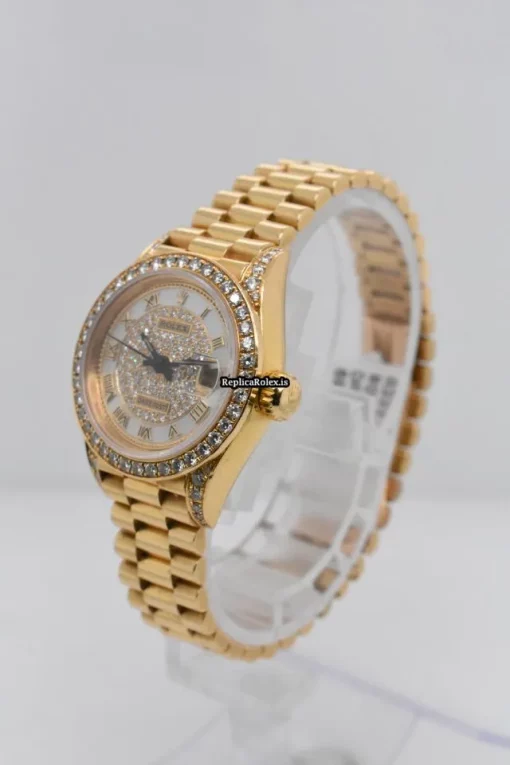 Terrific Replica Rolex Lady-datejust 69158 Caliber 2135 Automatic Movement 26mm Yellow Gold Case Womens Watch - Image 2