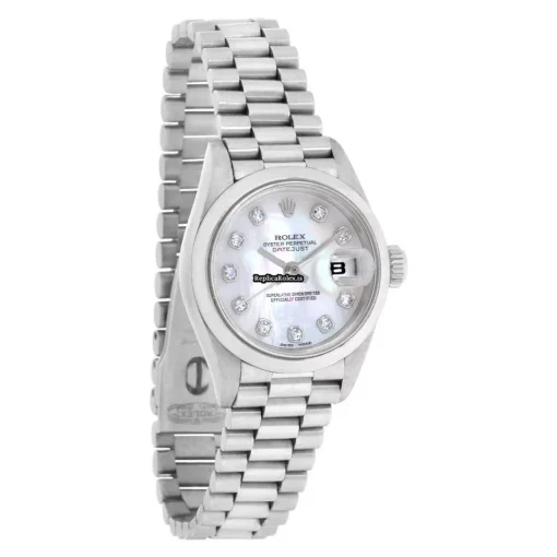 Well Made Replica Rolex Datejust 69166 Automatic Movement 26mm Platinum Case Womens Watch - Image 3