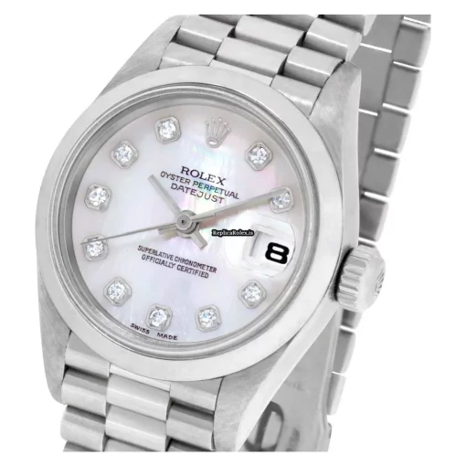 Well Made Replica Rolex Datejust 69166 Automatic Movement 26mm Platinum Case Womens Watch - Image 6