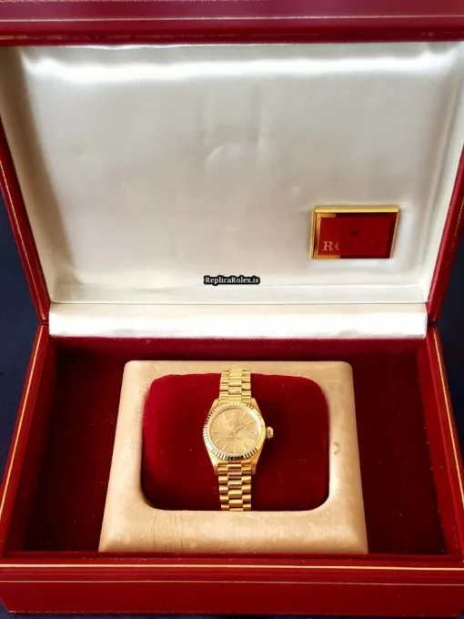 Trustworthy Knockoff Rolex Lady-datejust Caliber 2135 Automatic Movement 26mm Yellow Gold Case Womens Watch - Image 2