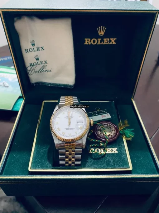 Stylish Fake Rolex Datejust 16233 Caliber 3135 Automatic Movement 36mm Gold/steel Case Mens/unisex Watch - Image 3
