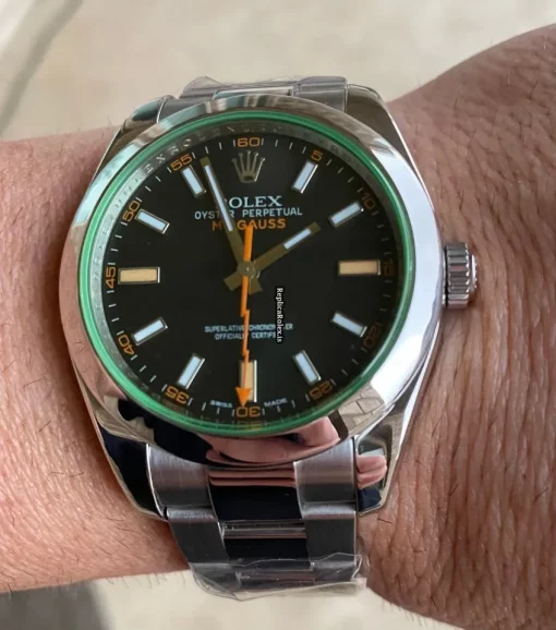 Pleasing Fake Rolex Milgauss 116400gv Caliber 3131 Automatic Movement 40mm Steel Case Mens/unisex Watch - Image 9