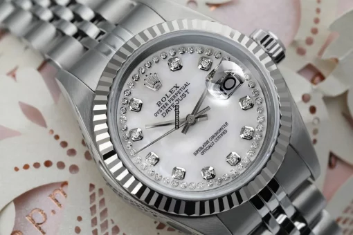 Well Made Replica Rolex Oyster Perpetual Lady Date 69160 Automatic Movement 26mm Steel Case Womens Watch - Image 2